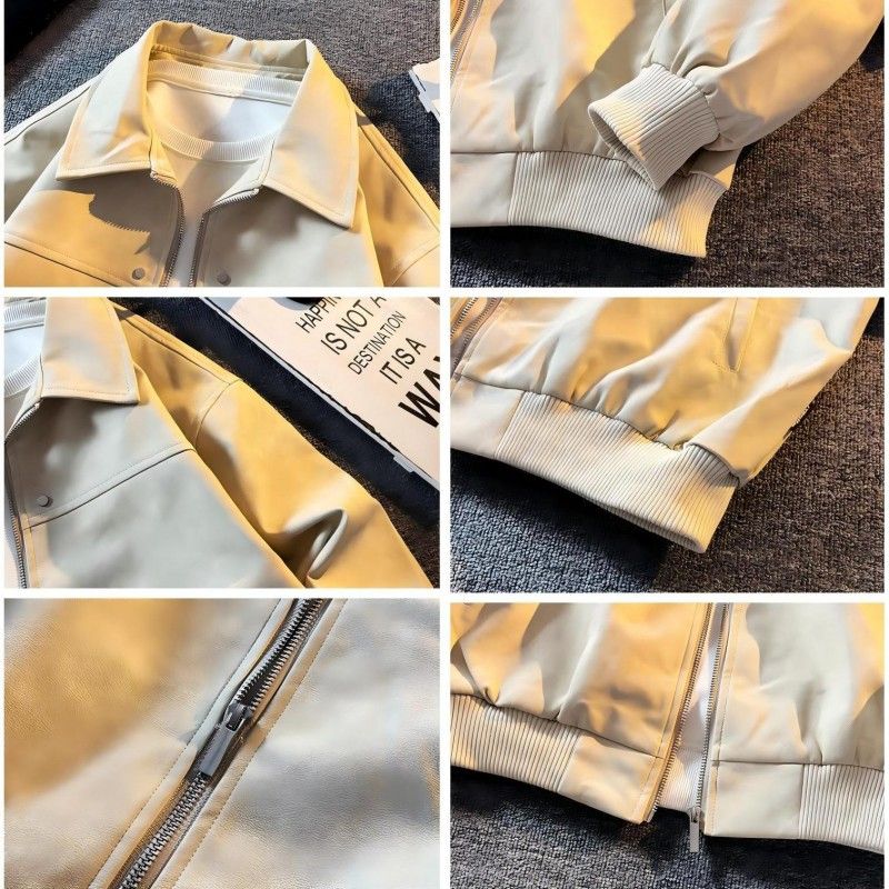 Herrenbekleidung 2024 Herren-Motorrad-PU-Lederjacke Herren-Trendy-Marken-Lederjacke Frühling und Herbst im koreanischen Stil Casual Leder_voghion.com