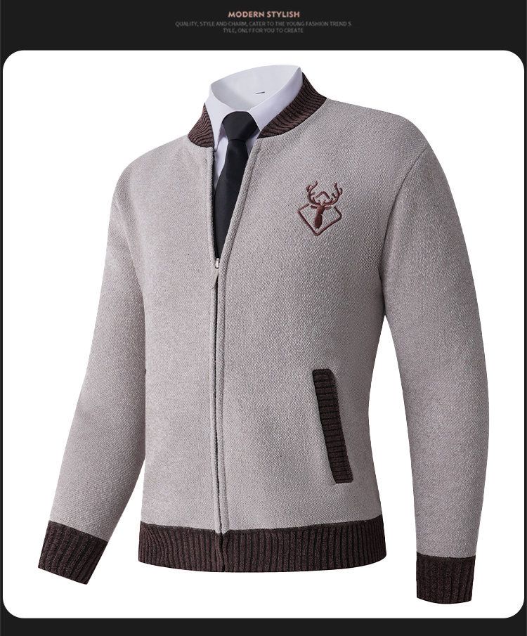 Giacca invernale da uomo in pile con fodera in sherpa e collo in pelliccia sintetica, capospalla caldo ed elegante per abbigliamento casual (nero, cachi, grigio, verde scuro)_voghion.com