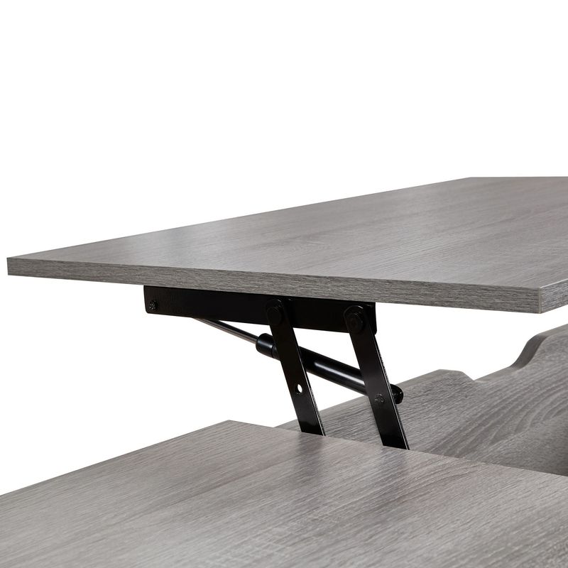 39" Wood Lift Top Coffee Table With Hidden Compartment And Storage Shelf For Living Room, Reception Room, Grey_voghion.com