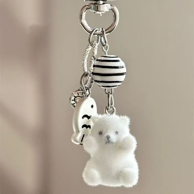 Velvet Cartoon Keychain Polar Bear Pendant Ornament Decoration_voghion.com