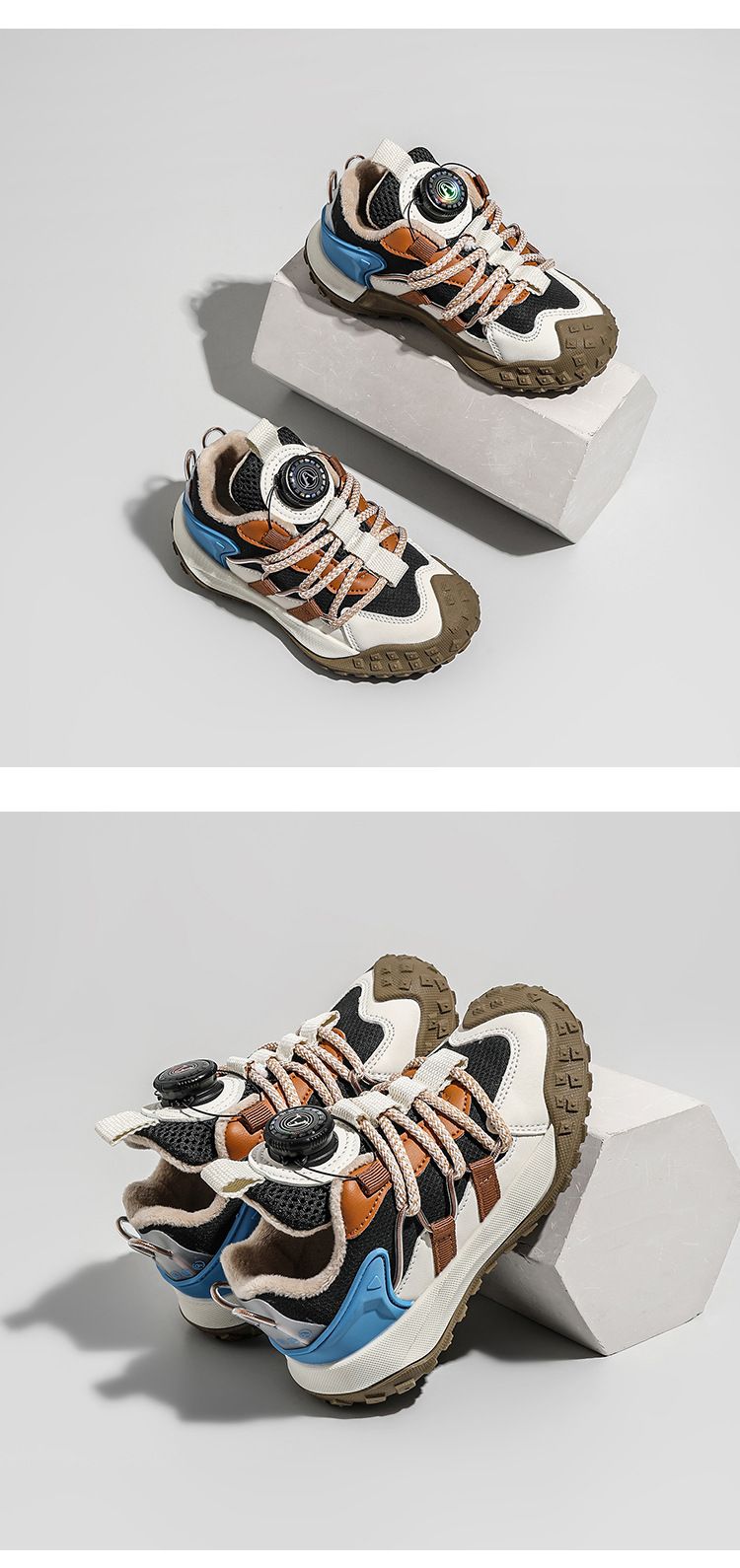 Sapatos infantis Sapatos esportivos para meninas Outono 2024 Novo estilo de sapatos para pais para crianças de médio e grande porte Botões giratórios de malha respirável_voghion.com