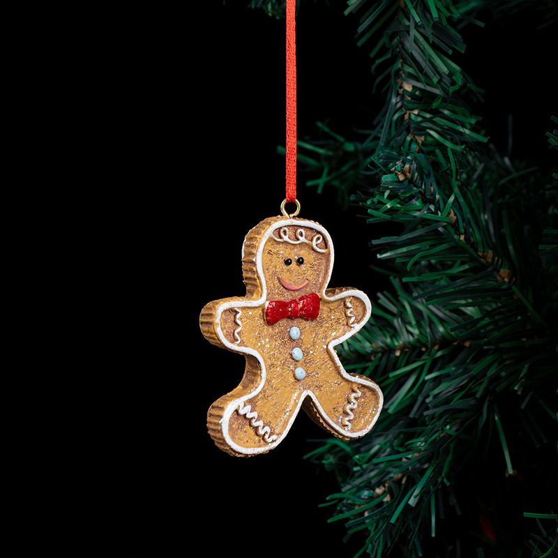 Gingerbread Man Christmas Pendant Home Room Hanging Ornament With Santa Claus_voghion.com
