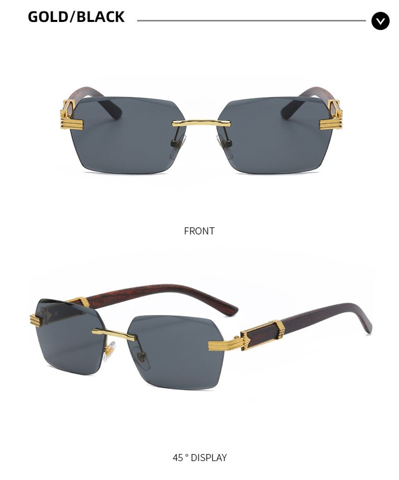 occhiali da sole quadrati da uomo di marca, occhiali retrò sfumati senza montatura in legno_voghion.com