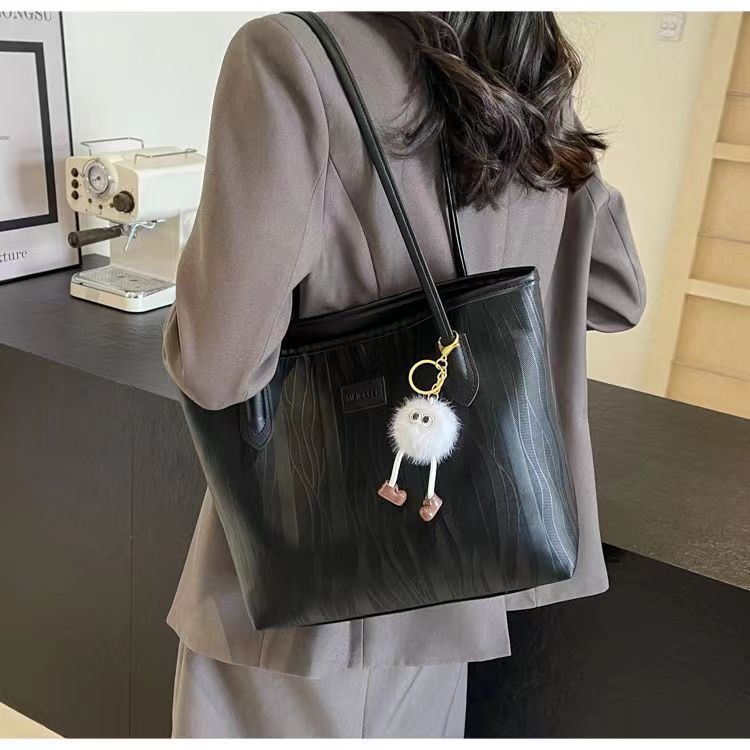 Women's Large Capacity Tote Bag - Mini Crossbody Shoulder Bag For Work, Commute & Casual Outfits, Lightweight Polyester With Detachable White Charm_voghion.com