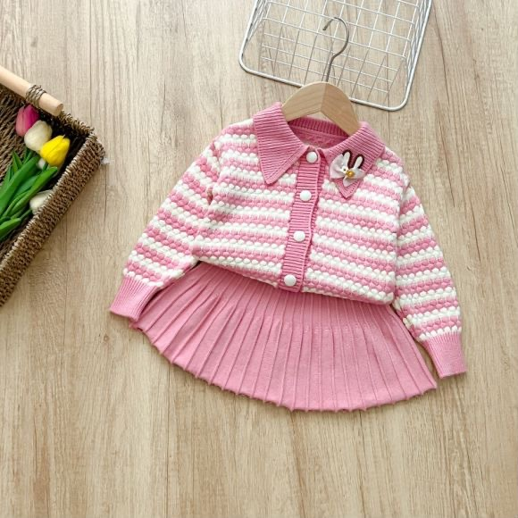 JINYONG Maglione per bambini, gonna, maglione jacquard in due pezzi, completo in due pezzi, cappotto lavorato a maglia carino, alla moda per donna_voghion.com