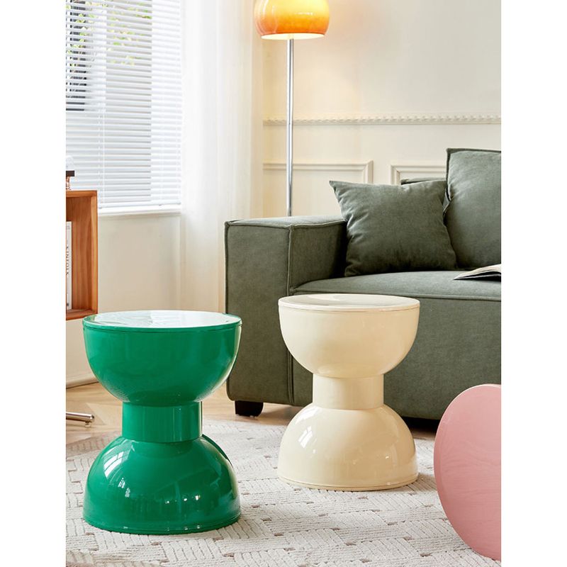 Mesa de centro nórdica de plástico color crema para comedor, sala de estar, pequeña y creativa, redonda, para entrada, cambiador de zapatos_voghion.com