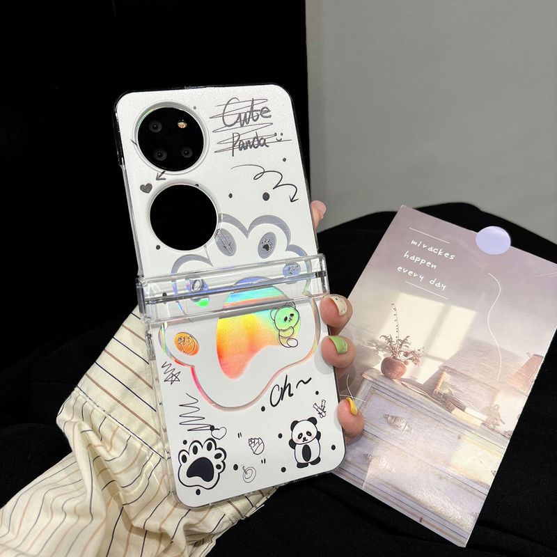 Voor Huawei P50pocket Telefoonhoesje Leuke Cartoon Panda pocket2 Opvouwbaar Scherm Beschermhoes Armband_voghion.com
