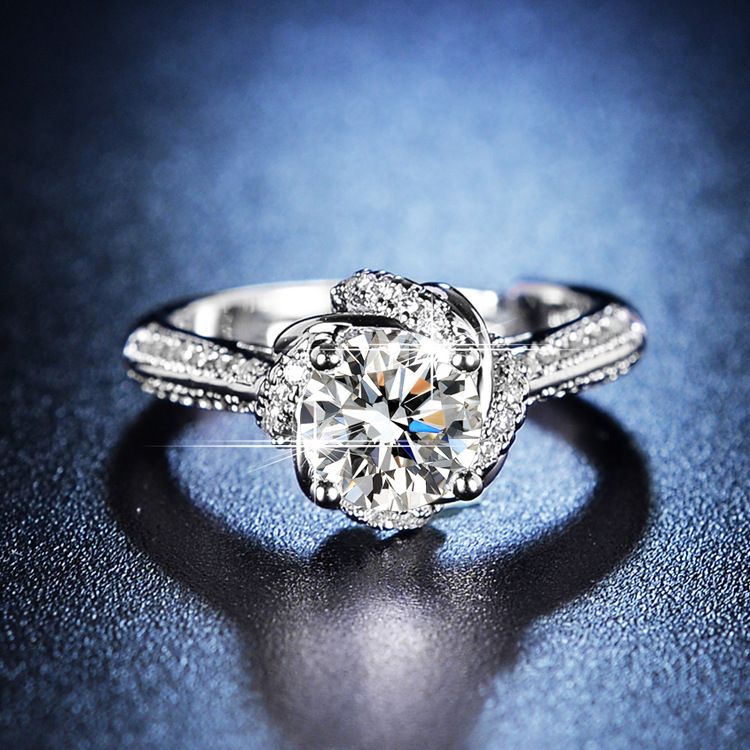 Live streaming light luxury design fashionable diamond inlaid moissanite one carat open zircon ring for women_voghion.com