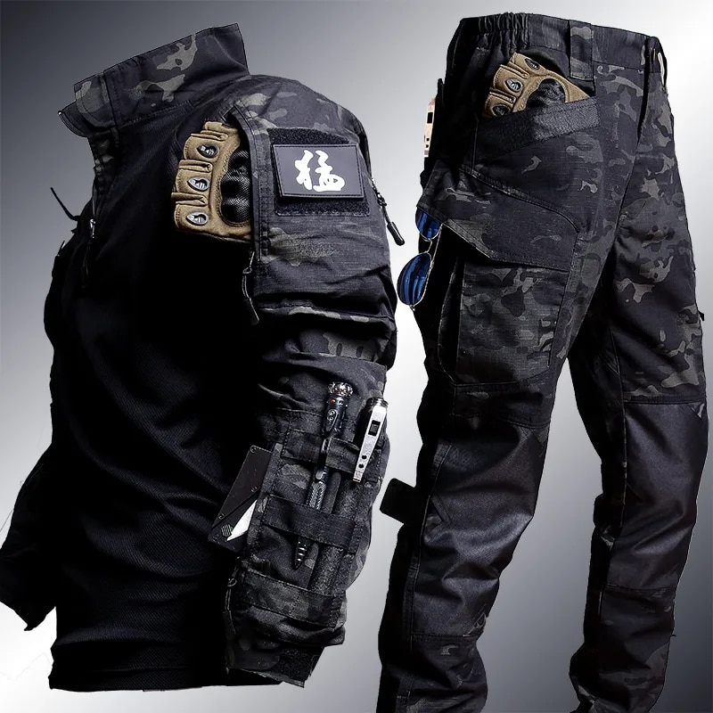 Traje táctico de rana para hombre, ropa Airsoft, Paintball militar, conjuntos de 2 piezas, camisas de asalto SWAT, policía de fuerzas especiales_voghion.com