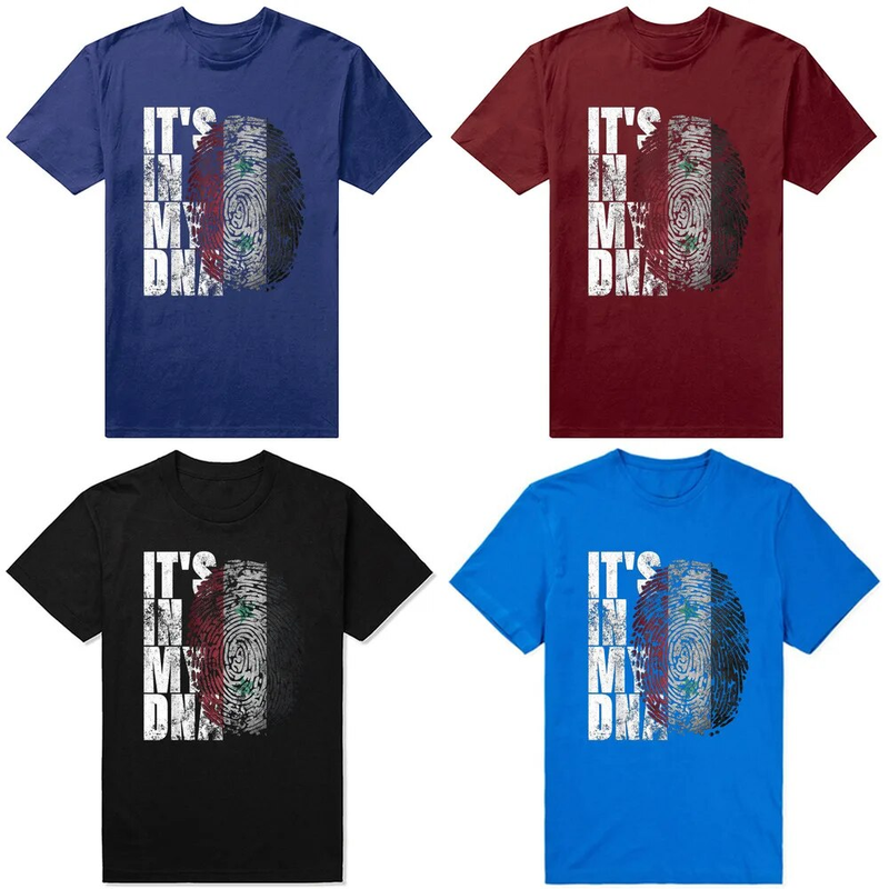 It's in My DNA Syrian Arabs Arabic Gifts Syria Flag Tee Tops Round Neck Short-Sleeve Fashion Tshirt Clothing Basic_voghion.com