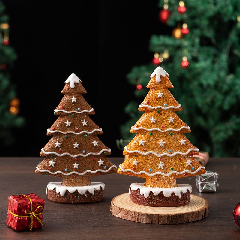 Gingerbread Christmas Tree Model Scene Decoration, Home Desktop Resin Craft Ornament For Holiday Display_voghion.com