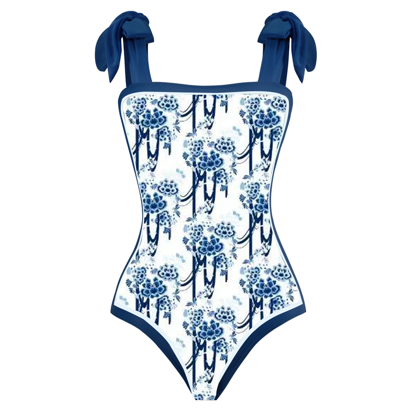 Damen Badeanzug Konservativer Einteiler Heiße Quelle Badeanzug Feste Version Chiffon Bluse Zweiteiler Set_voghion.com