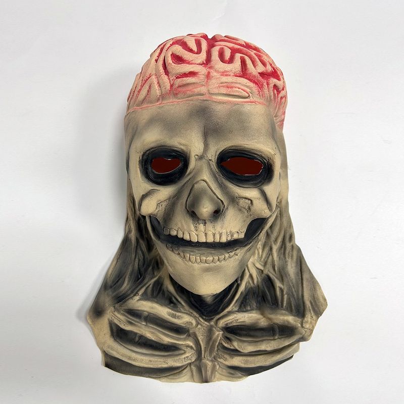 Maschera biochimica del teschio di Lofytain Cosplay terrificante scheletro del cervello cuffia in lattice Halloween Halloween_voghion.com