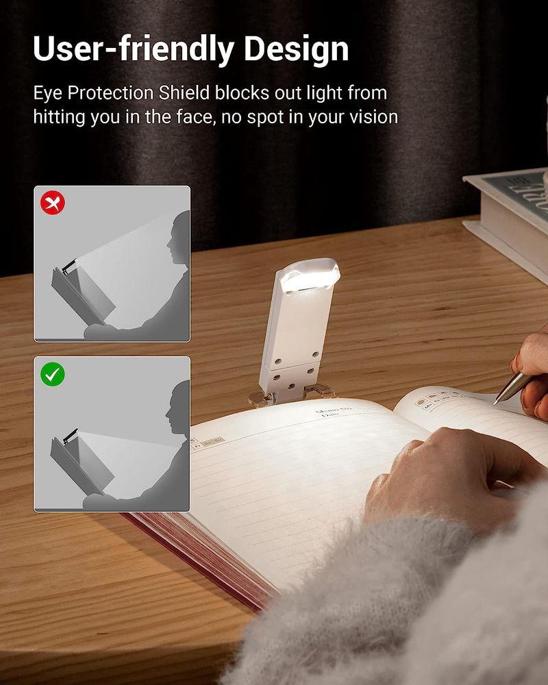Luce di lettura con ricarica USB diretta, luce segnalibro portatile regolabile con clip_voghion.com
