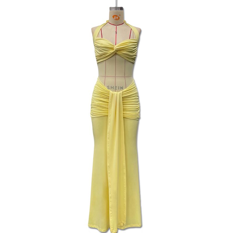 Elegante abito da sera con scollo all'americana, in rete e nastro – Abito lungo sexy con pannelli trasparenti per feste e occasioni speciali_voghion.com