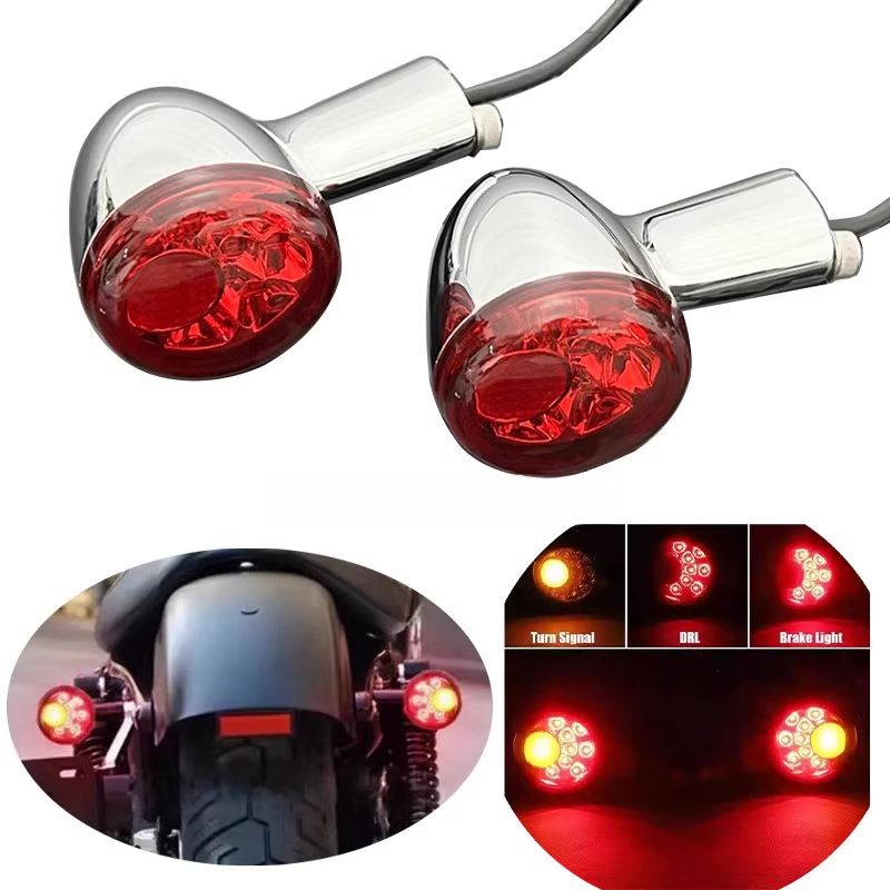 2Pcs Motorrad Hinten Blinker Indikatoren LED Bremslichter Für Harley Sportster 883 XL1200 X48 72 Dyna Roadster 1992-2022_voghion.com