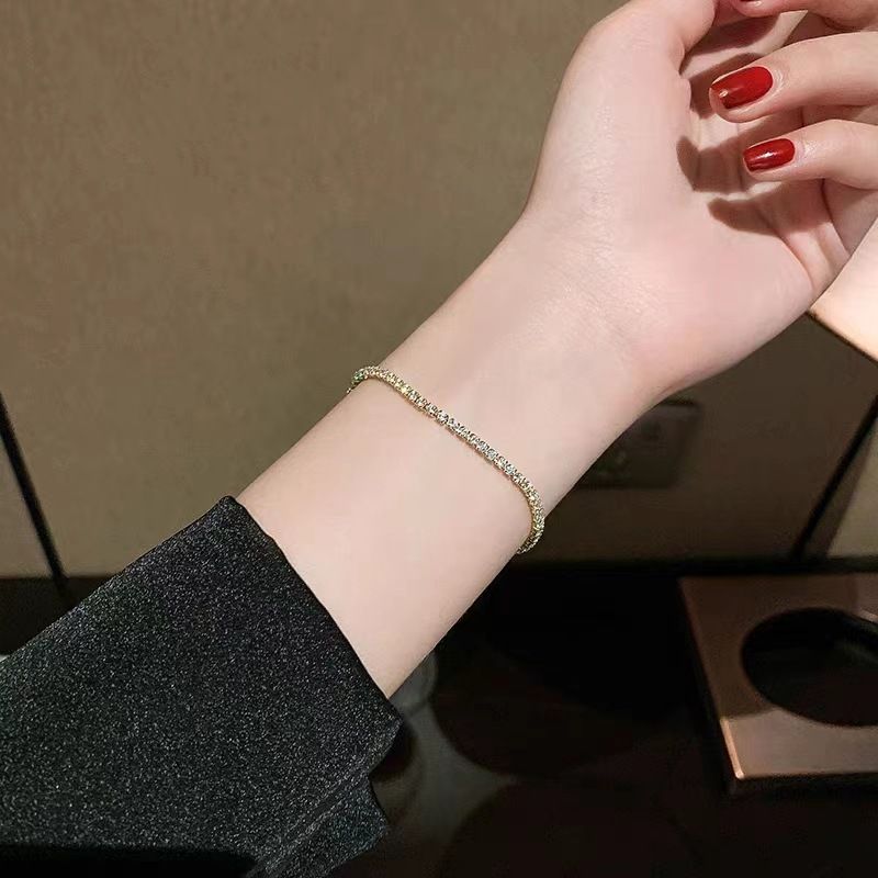 Bracciale da donna in argento puro con diamanti e zirconi intarsiati, semplice, leggero, di lusso, di alta gamma, nuovo modello_voghion.com