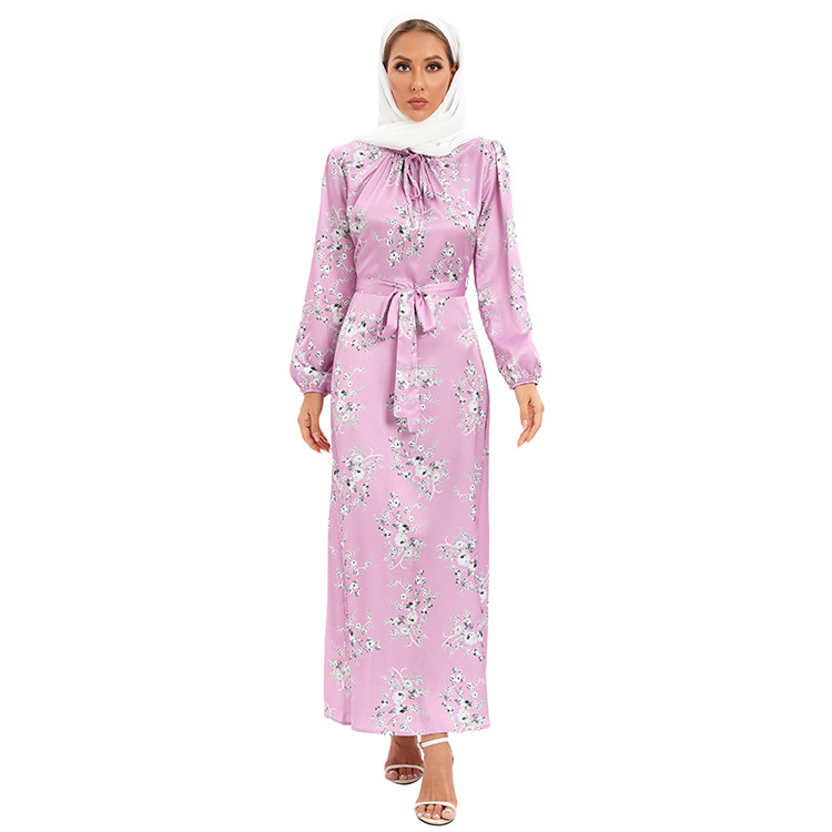 Vestido túnica de satén elegante para mujer._voghion.com