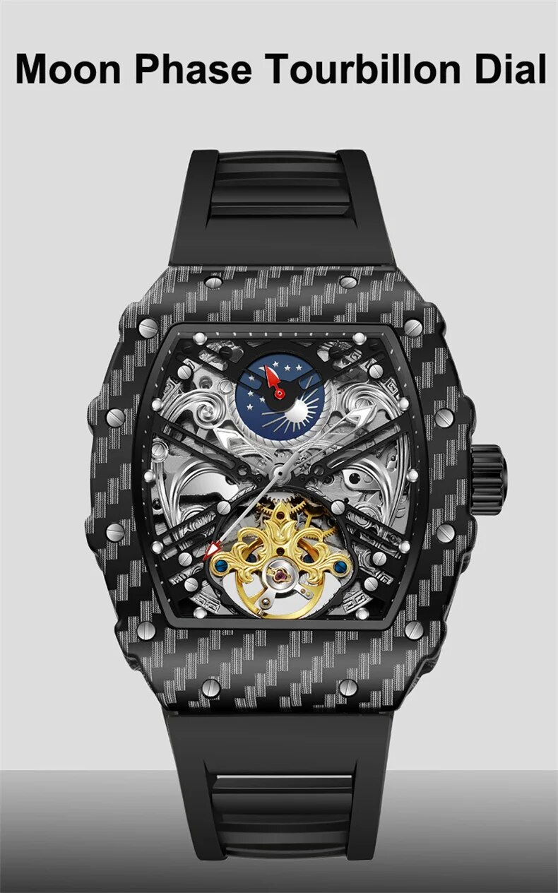 Männer Skelett Automatik Mechanische Tourbillon Skelett Vintage Tonneau Zifferblatt Herren es Top Luxus_voghion.com