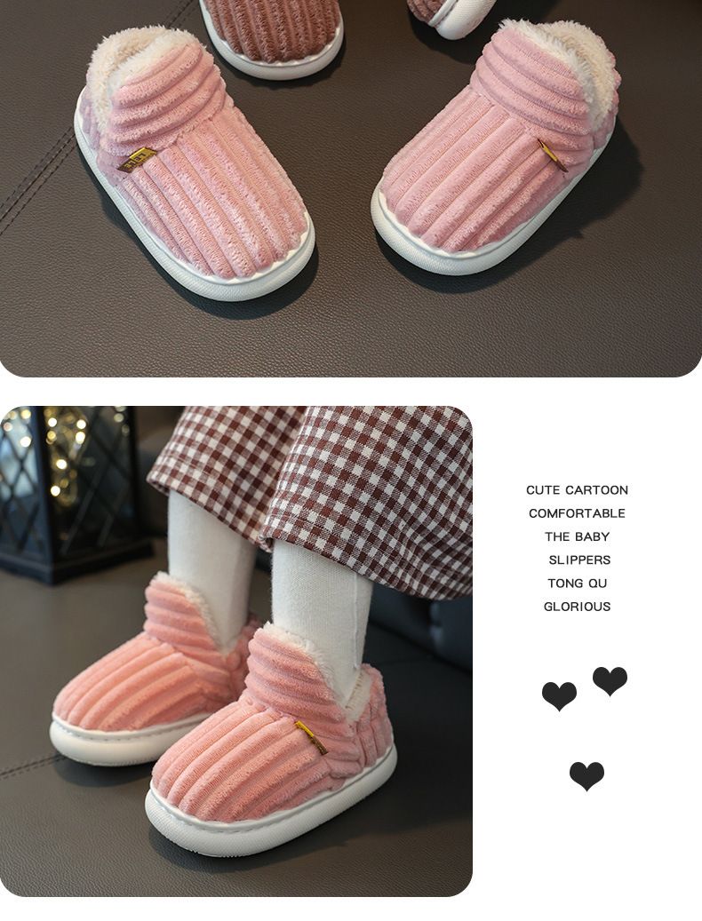 Pantofole invernali per bambini con fodera in pelliccia, suola antiscivolo, comode pantofole da casa per bambini e bambine (diversi colori e taglie)_voghion.com