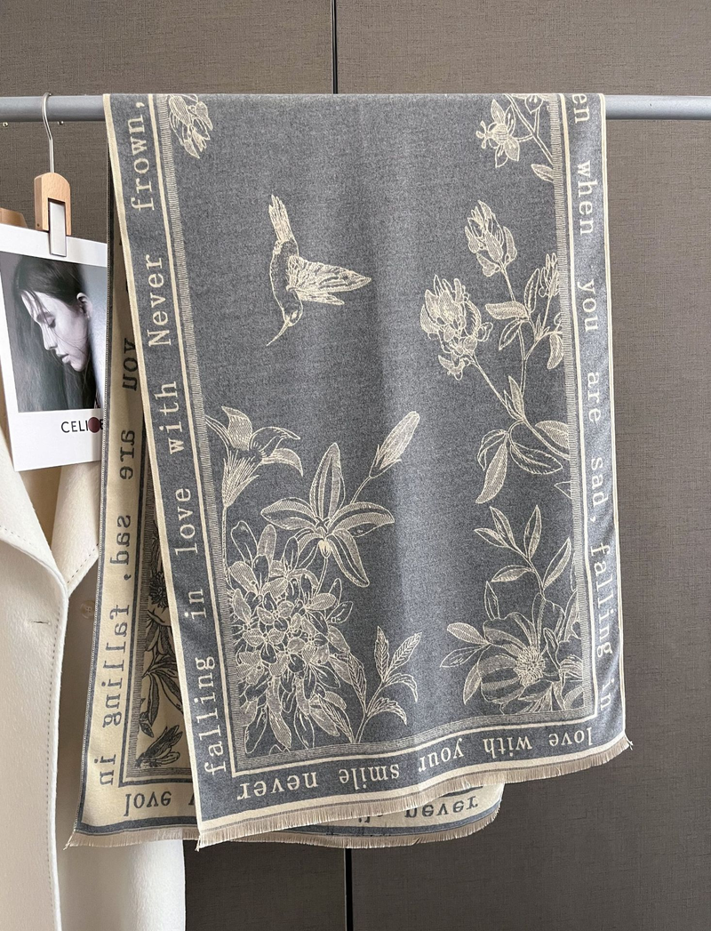 Women Scarf Women's Winter Print Versatile Fashion Student Scarf Thickened Double-sided Warm Large Shawl New Style_voghion.com