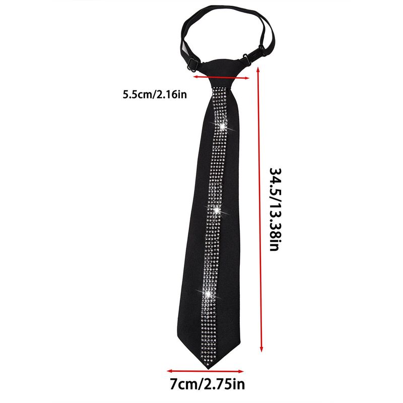 Leichte, luxuriöse, schwarze, verstellbare Fliege mit Strasssteinen, lässige Business-Hemd-Krawatte für Damen_voghion.com