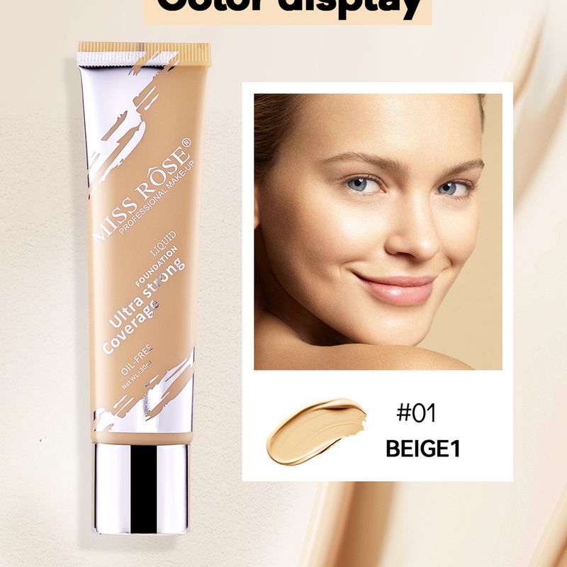 Sminkeoljekontroll Langvarig konturconcealer Foundationkrem Naturlig Lett å farge Ikke lett å fjerne Flytende sminkefoundation_voghion.com