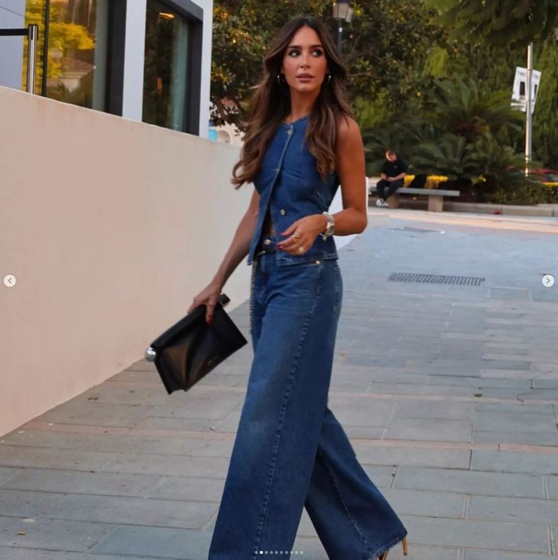 Damkläder Ärmlös väst Mode vida ben Denimkostym_voghion.com