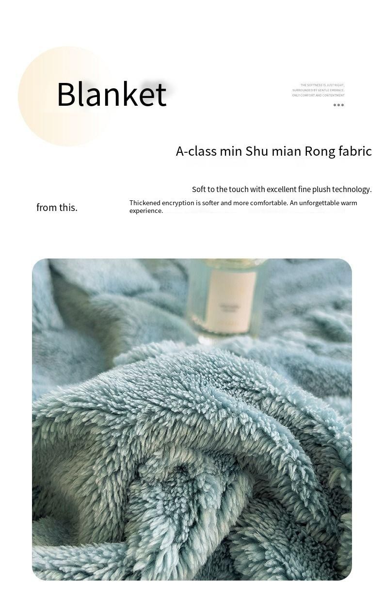 Light Luxury Rabbit Plush Blanket Thickened Warm Comfortable Cotton Velvet Blanket Siesta Air Conditioner Blanket Leisure Sofa Letter Cross-border_voghion.com
