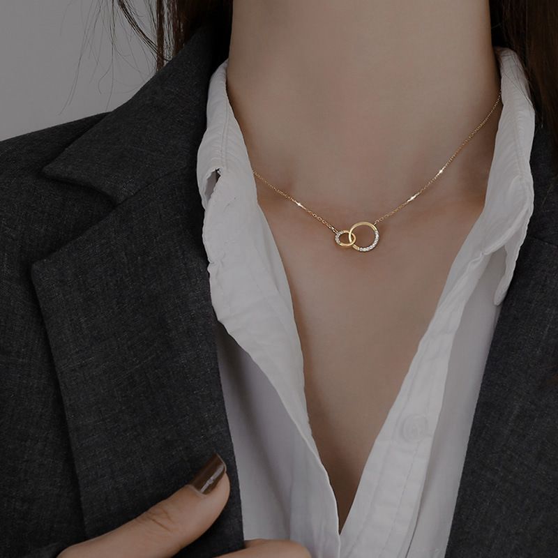 Moud Koreanesch Meedercher Choker Sier Faarf Ronn Wer Star Bar Anhänger Halskette fir Fraen Hochzäit Zirkon Bijouen Séiss Schléissebeenkette_voghion.com