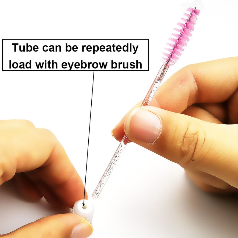 50pcs Reusable Eyelash Brush Tube Disposable Eyelash Wands Eyebrow Brush Replaceable Dust-proof Sparkling Broken Diamond Bottom_voghion.com
