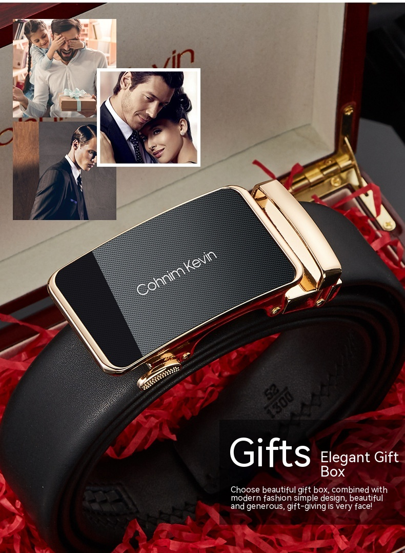 Cohnim Kevin's neuer Echtleder-Herren-Kuhgürtel mit automatischer Schnalle, Hosengürtel, Geschenk, lässig, vielseitig, Geschenk für Freund_voghion.com