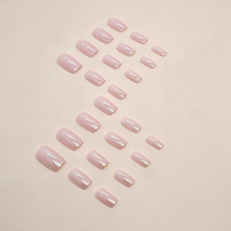 Mittellange europäische quadratische rosa agile Aurora Sweet Ins Style künstliche Nägel Nagelverbesserung 24 Stück_voghion.com