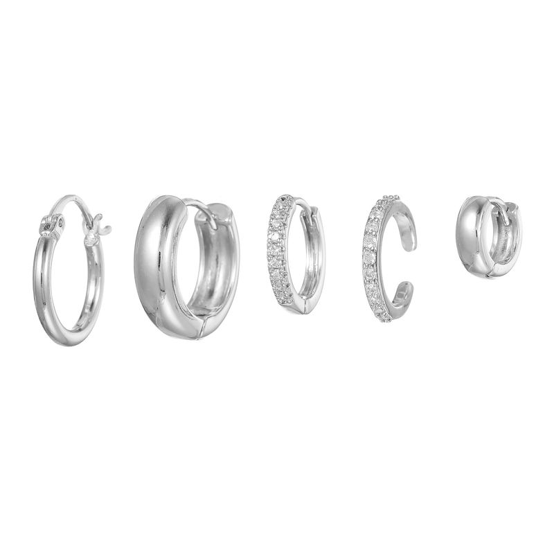 Minimalist Smooth Circle Earrings High-End Twisted Needle Clips Copper Gold-Plated Ear Cuffs Set_voghion.com