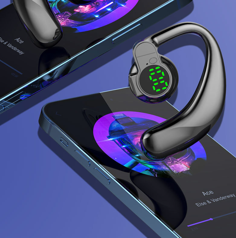 Auricolare Bluetooth girevole con display digitale universale, indossabile a sinistra e a destra, con suono ampio e batteria a lunga durata_voghion.com