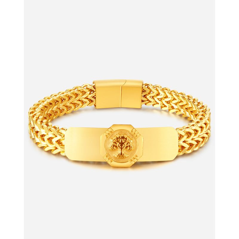 Titanium Gold Plated Lucky Tree Stainless Steel Bracelet For Men_voghion.com