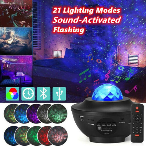 Projektor gwiazd Bluetooth z muzyką - lampka nocna Galaxy do sufitu sypialni dziecięcej_voghion.com