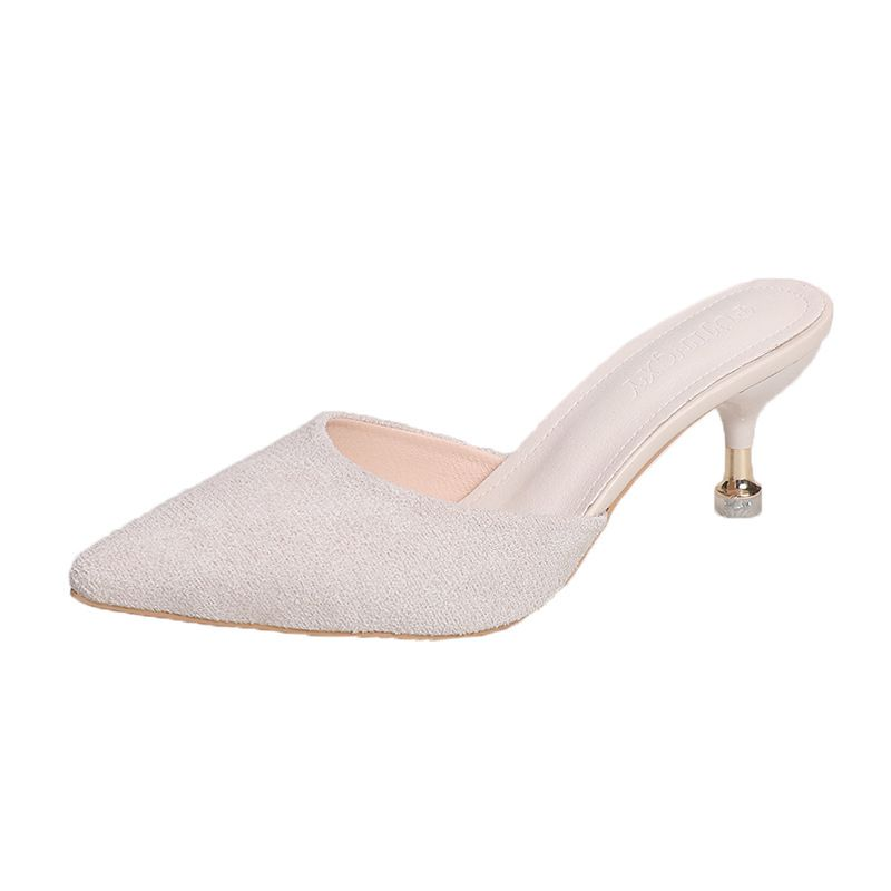 2024 new summer net red half Bao sandals high slippers women wear fashion thin heels pointed head large size_voghion.com