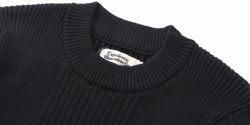"Slim Fit Knit Thermal Long Sleeve T-Shirt – Stretchable Base Layer For Men In Black/Off-White (M-XXXL)"_voghion.com