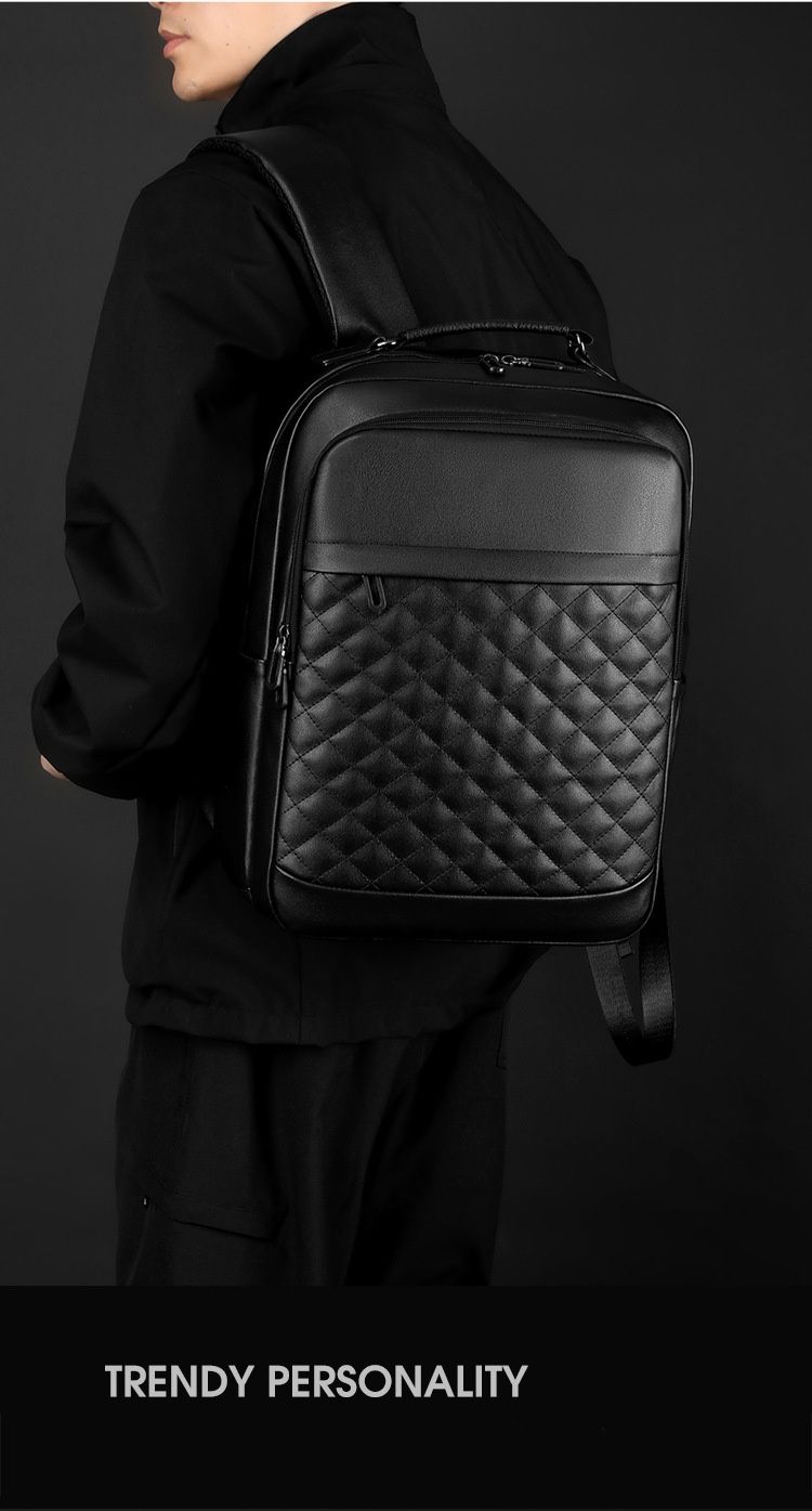 Zaino da lavoro in pelle PU Zaino da uomo impermeabile Zaino per computer semplice multifunzionale alla moda_voghion.com