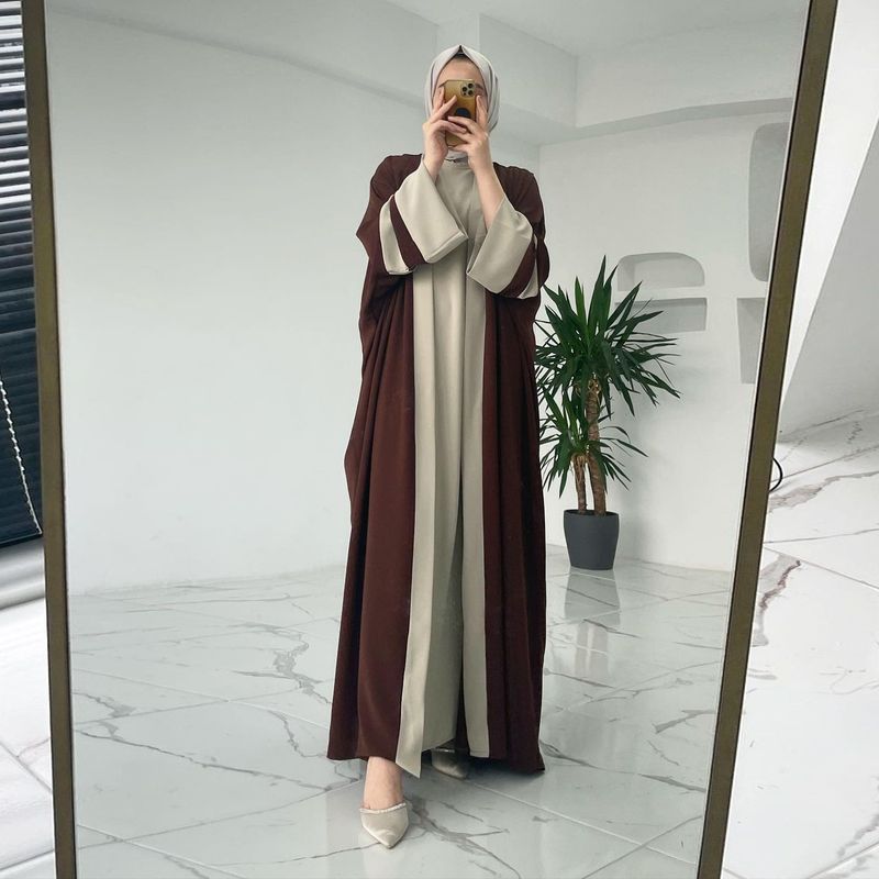 Kadın uzun etek abaya iki parçalı set_voghion.com