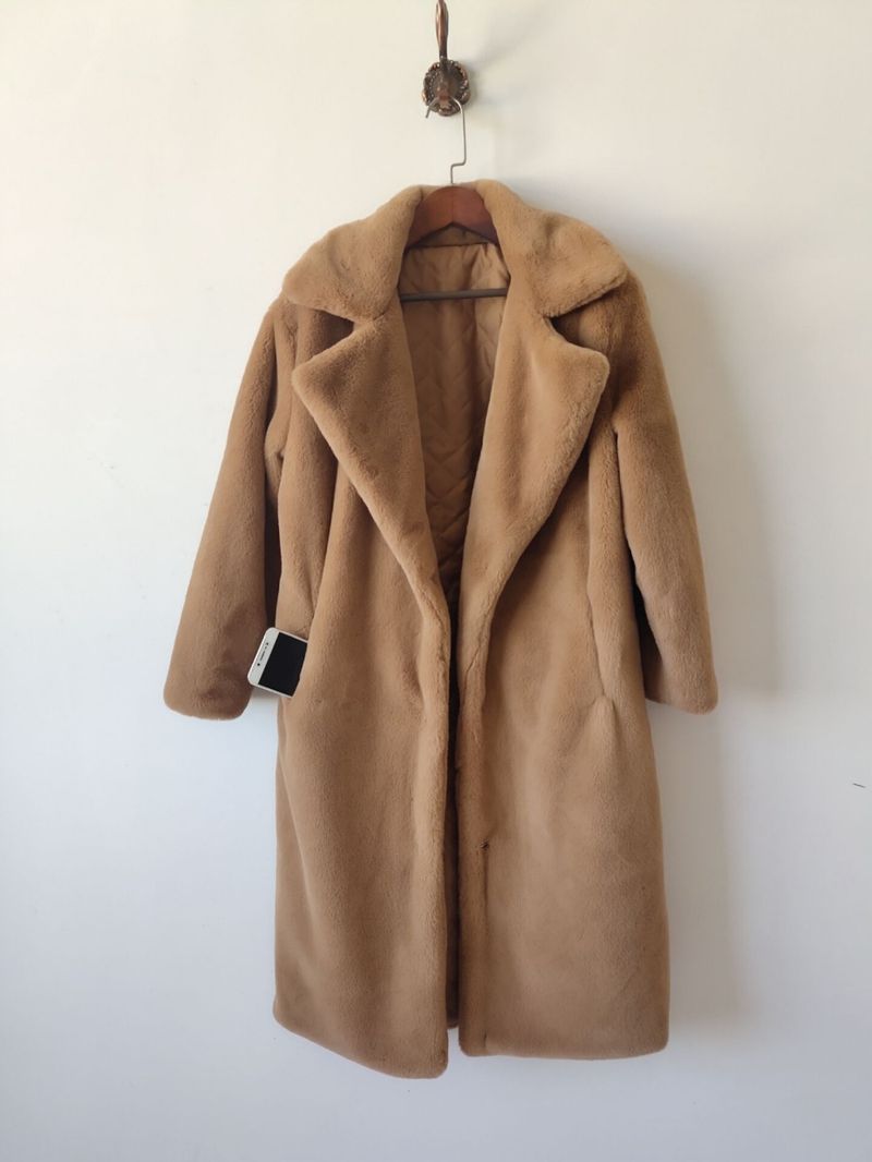 Long Faux Rabbit Fur Coat – Oversized Notch Collar Winter Coat For Women (S-4XL, 10 Colors)_voghion.com