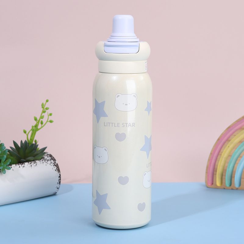 New 316 Stainless Steel Insulated Portable Double Drinking Student Couple Water Bottle Cute And Adorable With Handle_voghion.com