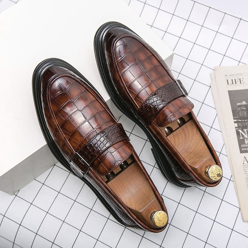 Scarpe da uomo in pelle con fibbia, stile britannico e coreano, nuove, taglie forti, casual, con suola spessa_voghion.com
