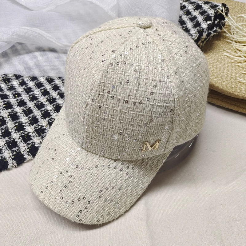 Cappello da uomo con paillettes lettera da donna da sole, cappello a punta hip-hop per il tempo libero autunnale all'aperto di alta qualità_voghion.com