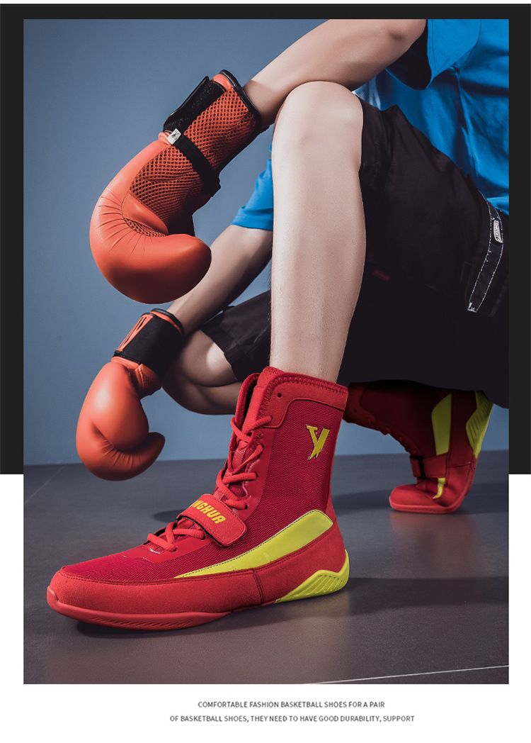 Chaussures de boxe Zhongbang Sanda pour hommes, chaussures d'entraînement au combat, chaussures de lutte, chaussures de compétition de boxe pour hommes et femmes_voghion.com