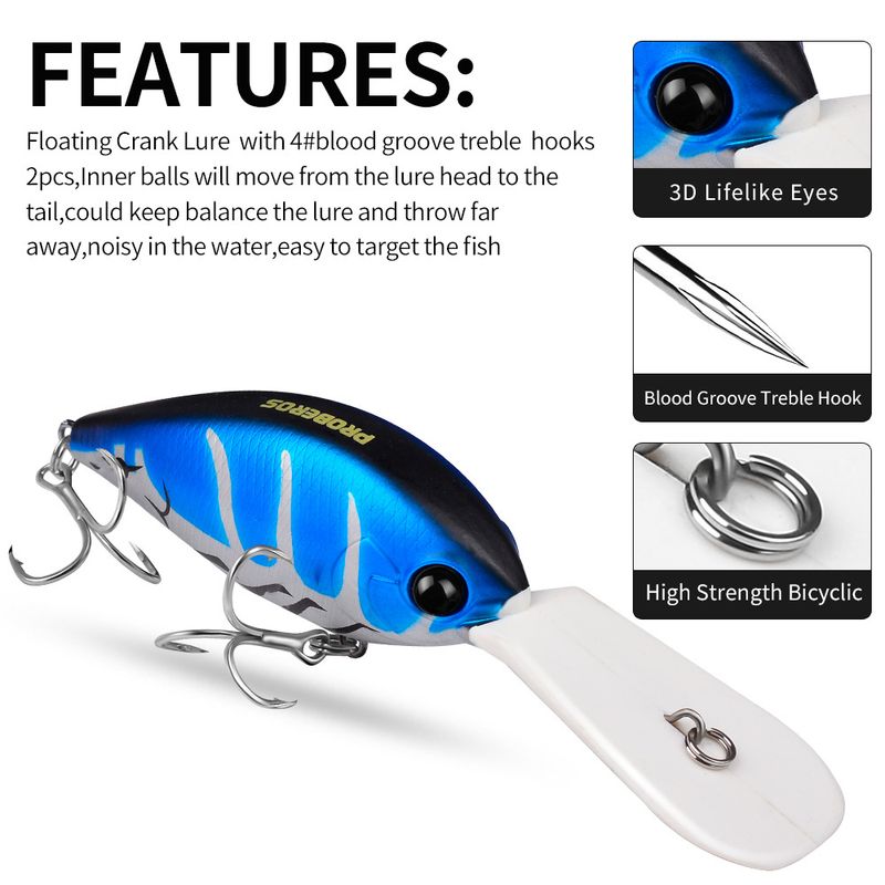 12.5cm Lure Floating Rock Fat Hard 24.5g Plastic Bait 4#Hook Fishing Gear DW574_voghion.com