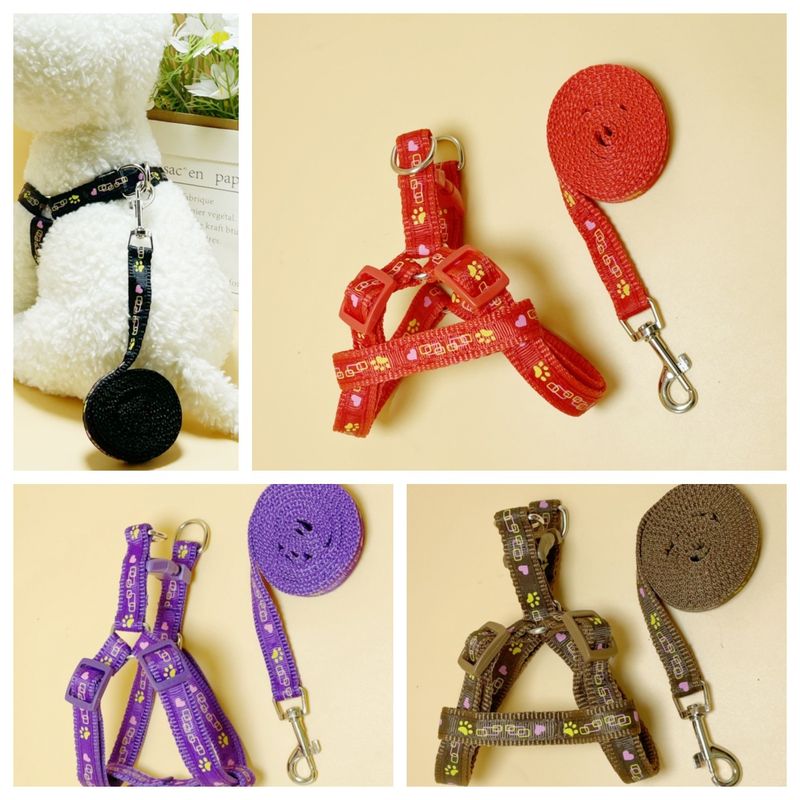 Adjustable Pet Dog Leash For Teddy And Golden Retriever, Outdoor Walking, Heart-shd Checkered Chest Harness,_voghion.com