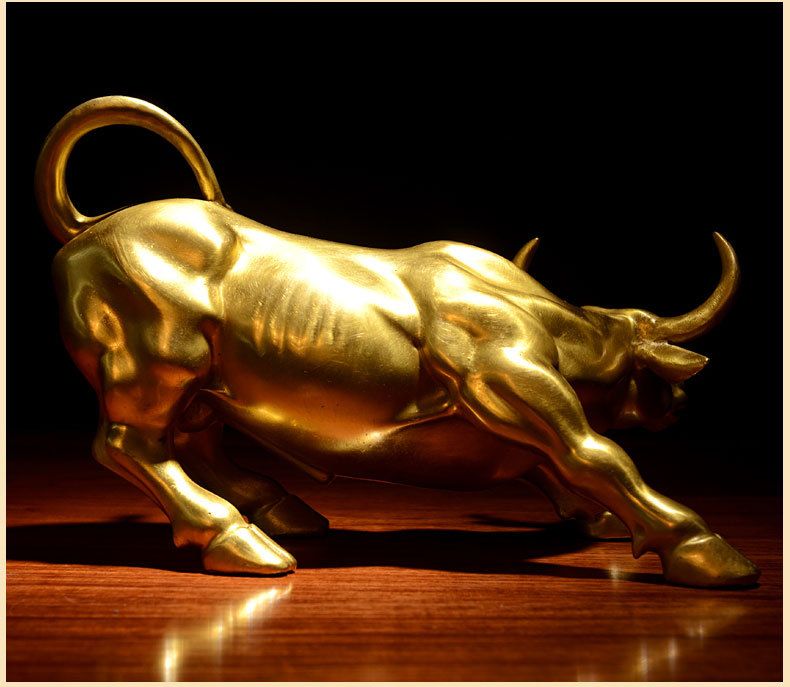 Taureau en Bronze Wall Street Wangshi Jinniu, bureau de négociation d'actions, cadeau artisanal en cuivre, taureau de Fortune, ornements en Bronze_voghion.com