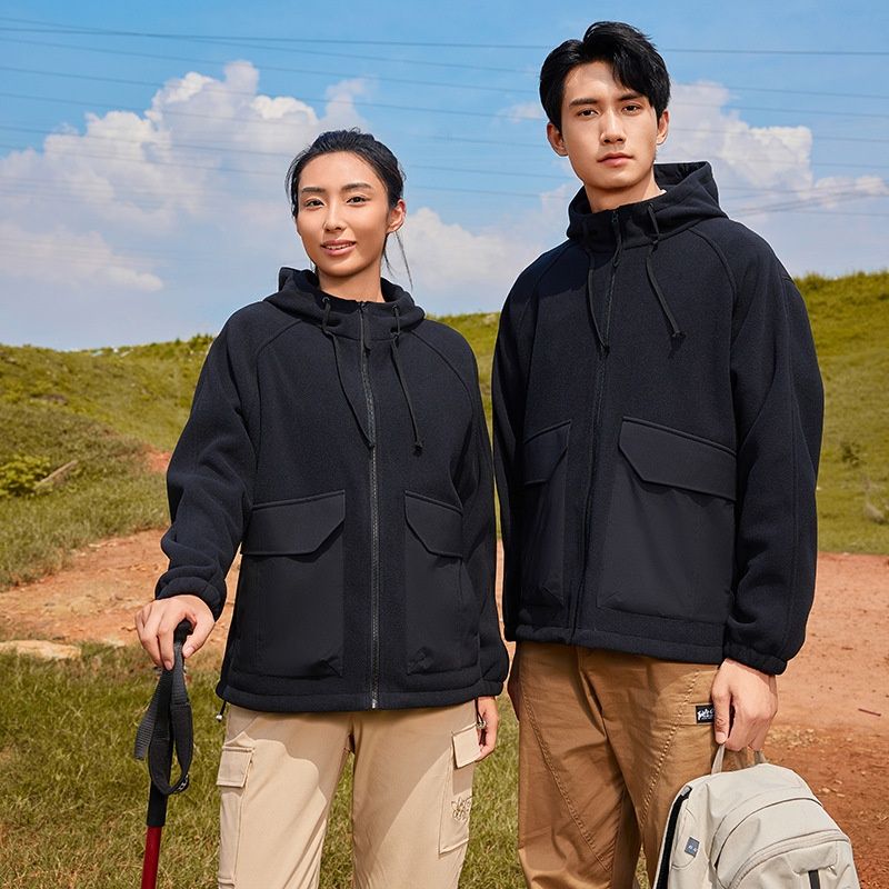 QFV50704555550<== Großhandel Polar-Jacke mit Fleecefutter für Damen und Herren, Outdoor-Sport, bedruckte Arbeitskleidung, Kapuze, dick gefüttert_voghion.com